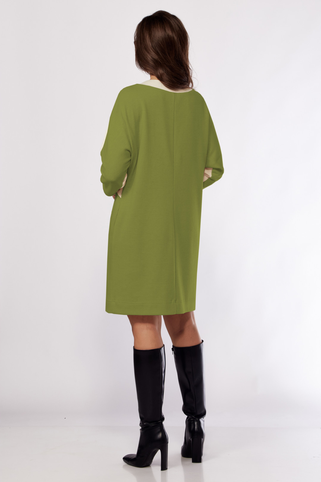 Платье Карина Делюкс М-1161 молочный, зеленый