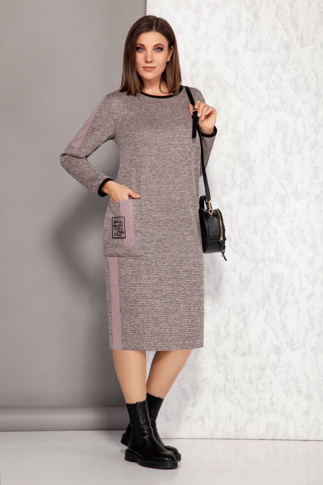 Платье Карина Делюкс М-9940 розовый меланж