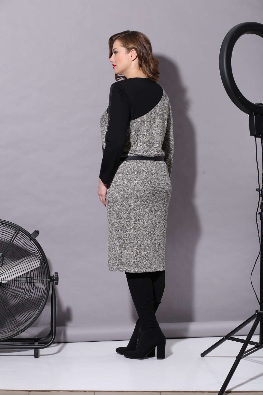 Платье Карина Делюкс В-238 серый+черный