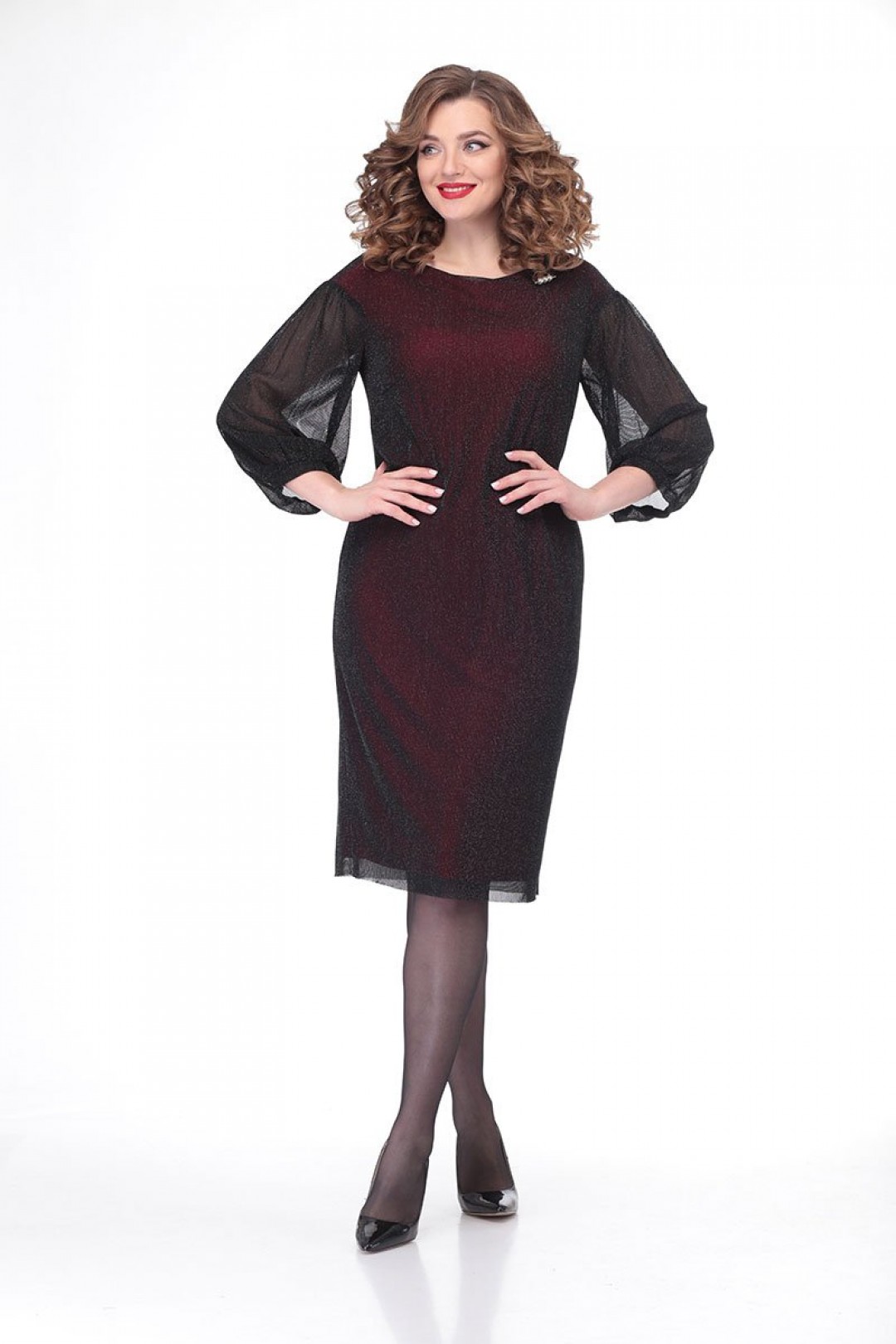 Платье Карина Делюкс В-366 черно-бордовый