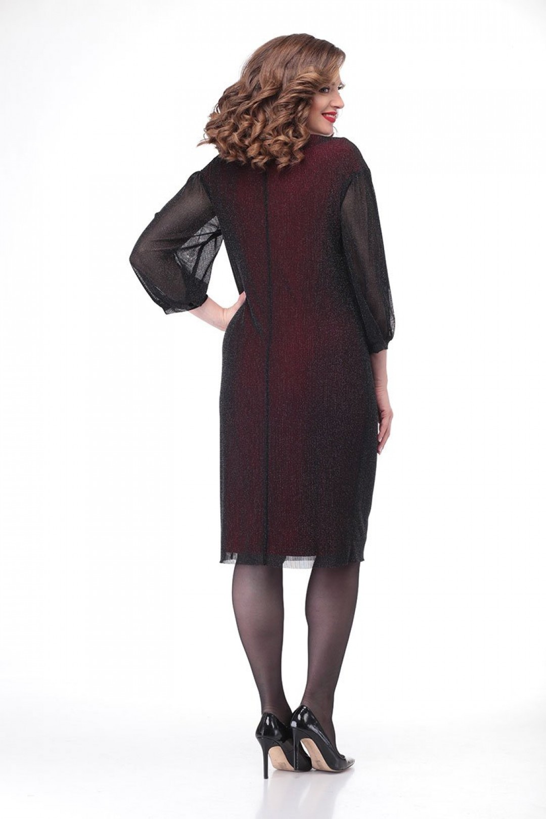 Платье Карина Делюкс В-366 черно-бордовый