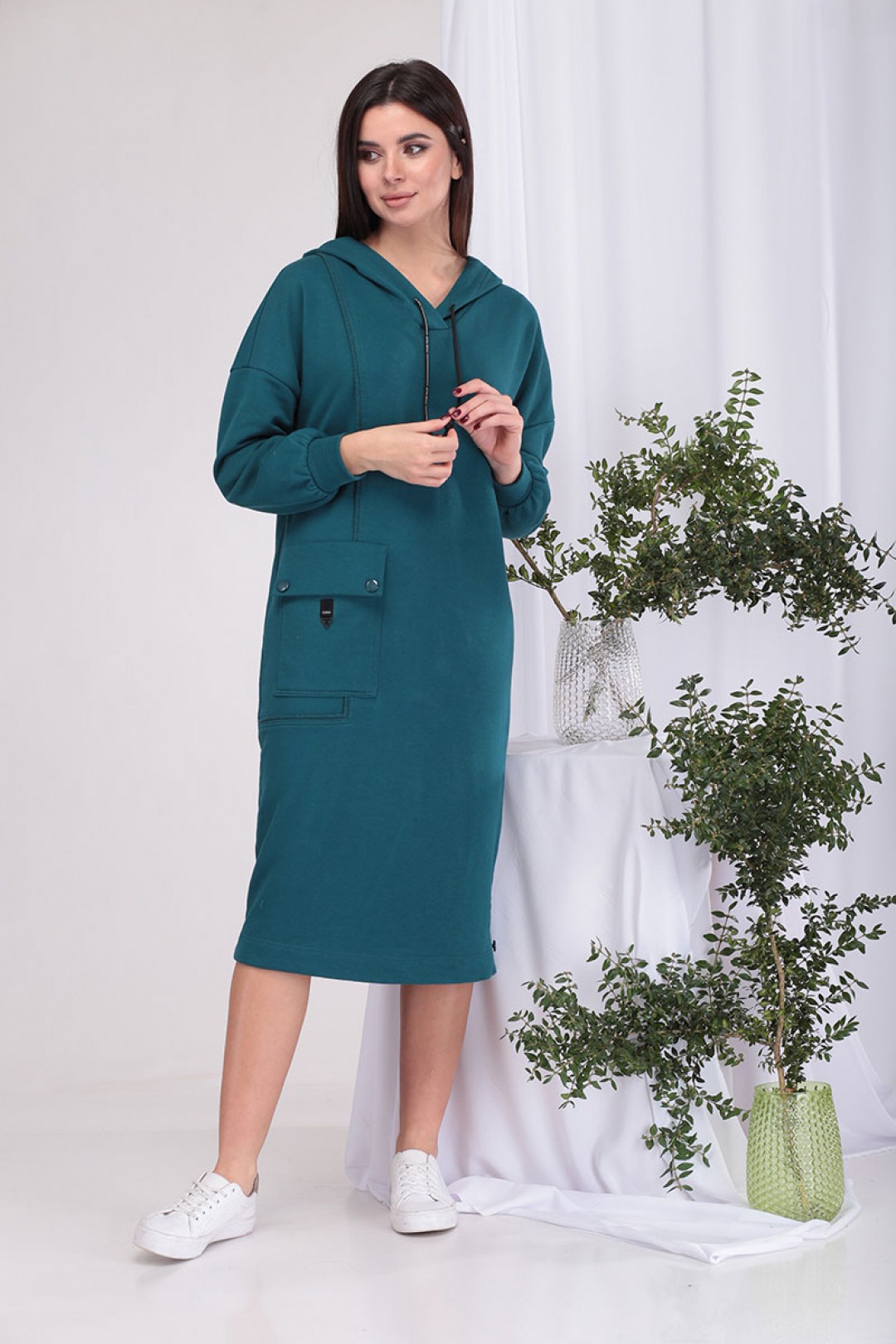 Платье Карина Делюкс В-389 сине-зелёный