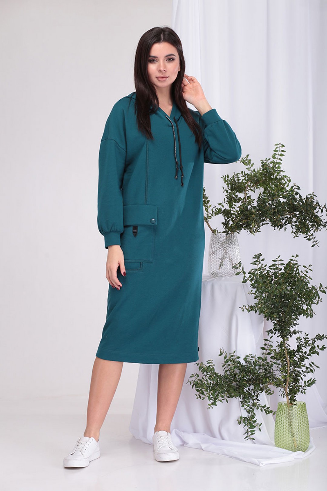 Платье Карина Делюкс В-389 сине-зелёный