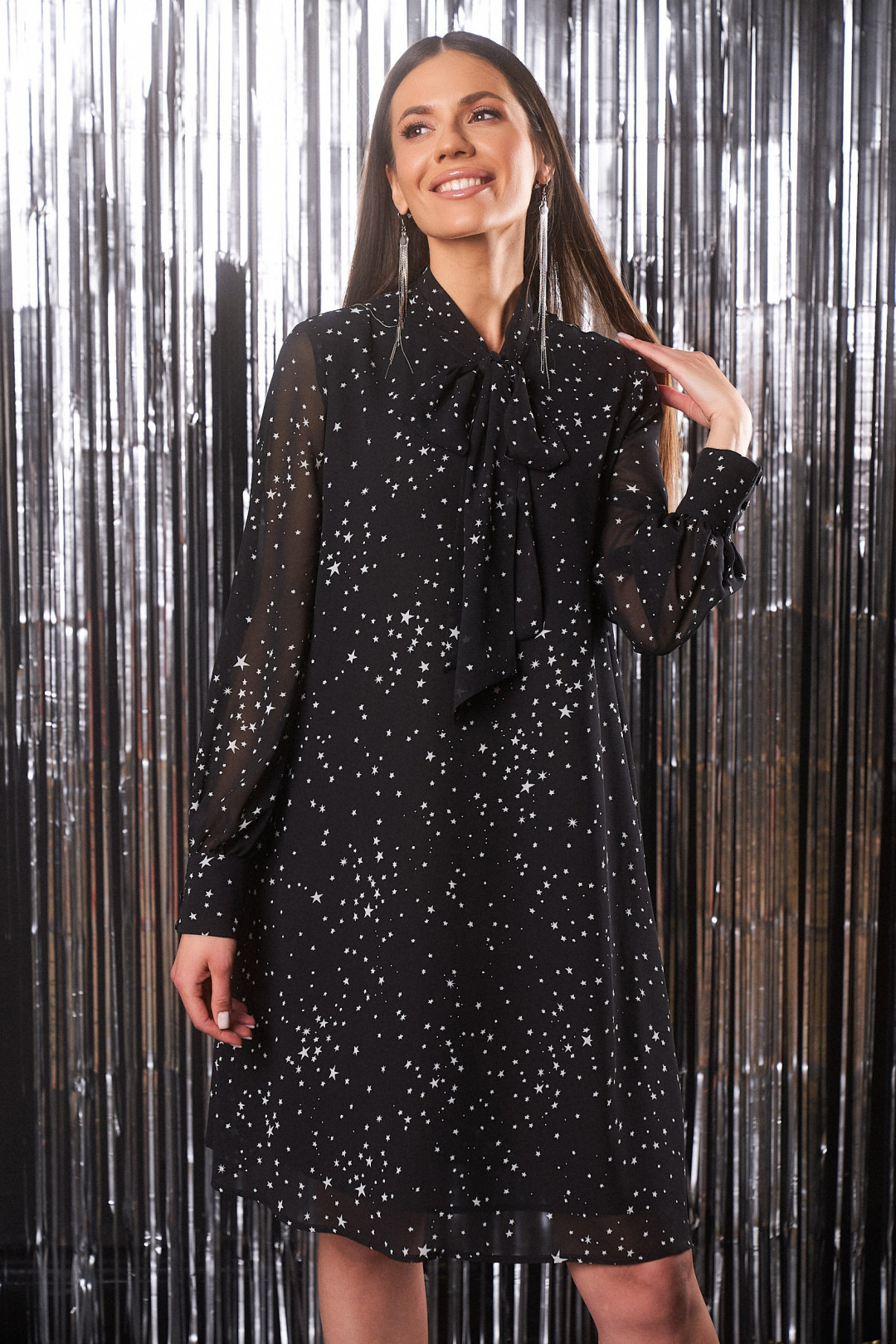 Платье KaVari 1012 черный принт звезды