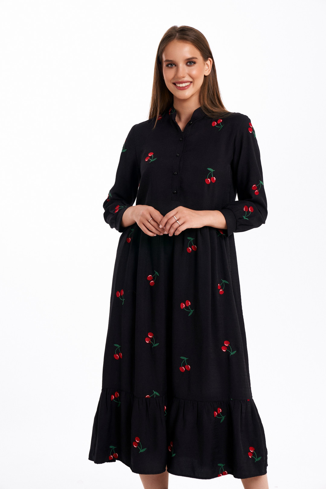 Платье KaVari 1048 черный принт вишня