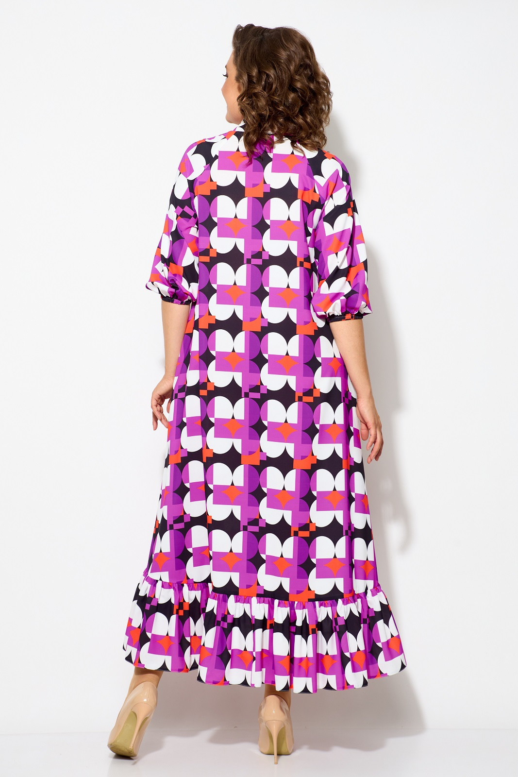 Платье Кокетка и К 1049-1 фиолетовый+белый