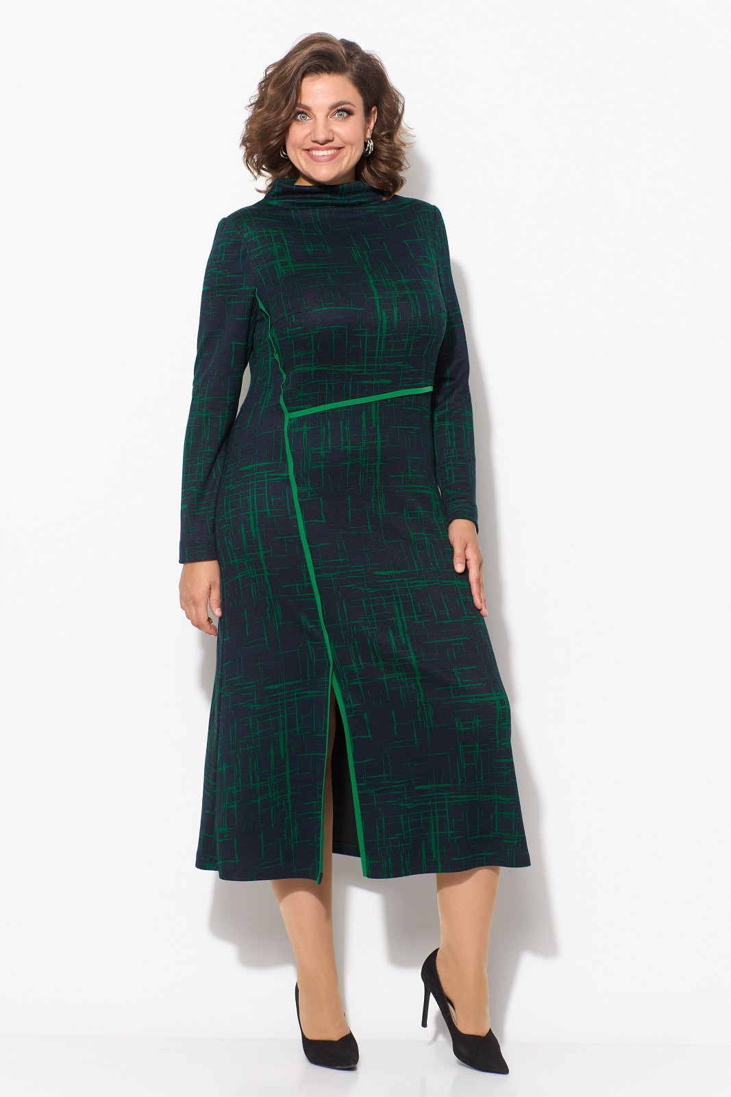 Платье Кокетка и К 1087 черный+зеленый