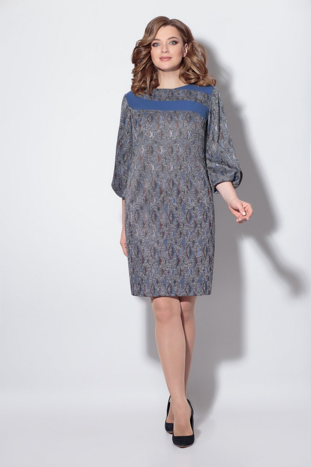 Платье  Кокетка и К 794 серый с голубым