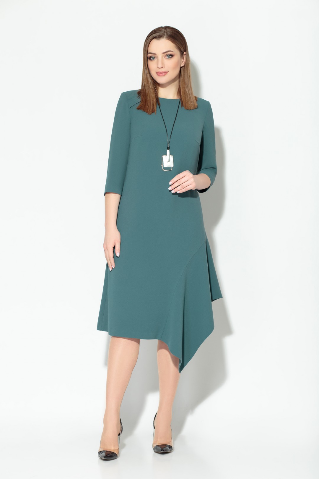 Платье Кокетка и К 828 серо-зеленый