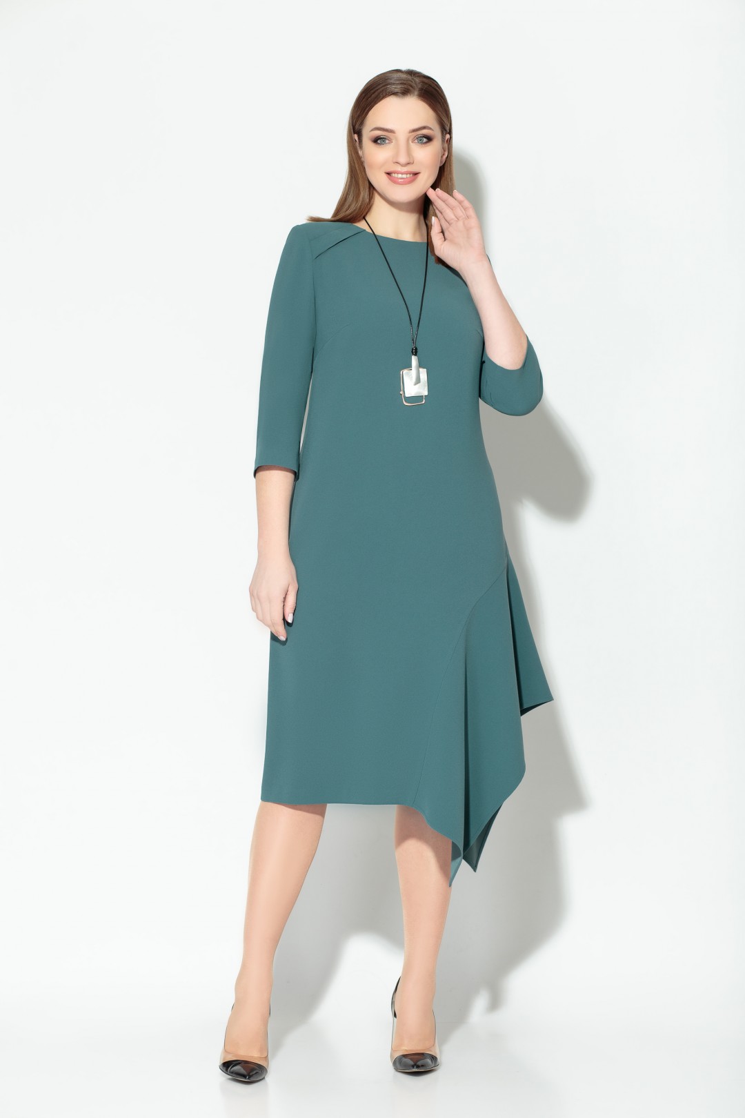 Платье Кокетка и К 828 серо-зеленый