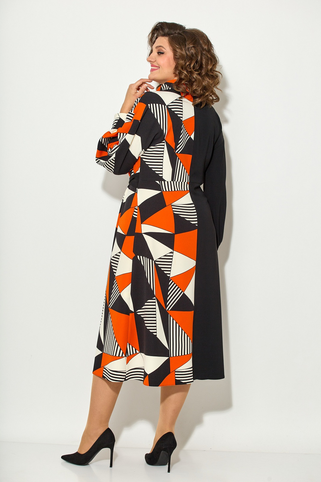 Платье Кокетка и К 986-1 черный+оранжевый