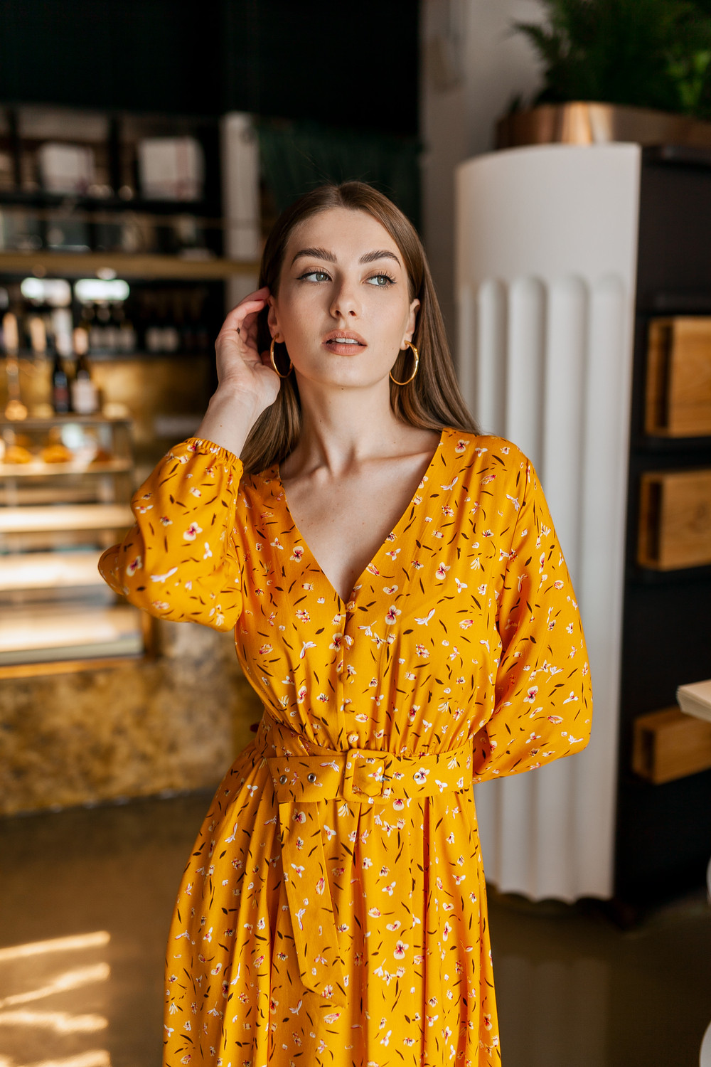 Платье KRASA 186-22 желтый в цветы