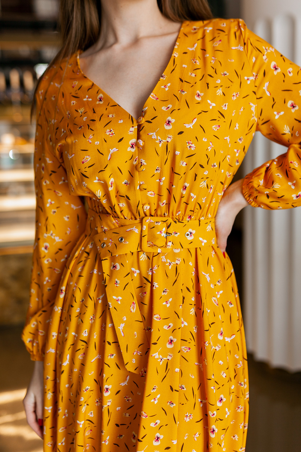 Платье KRASA 186-22 желтый в цветы