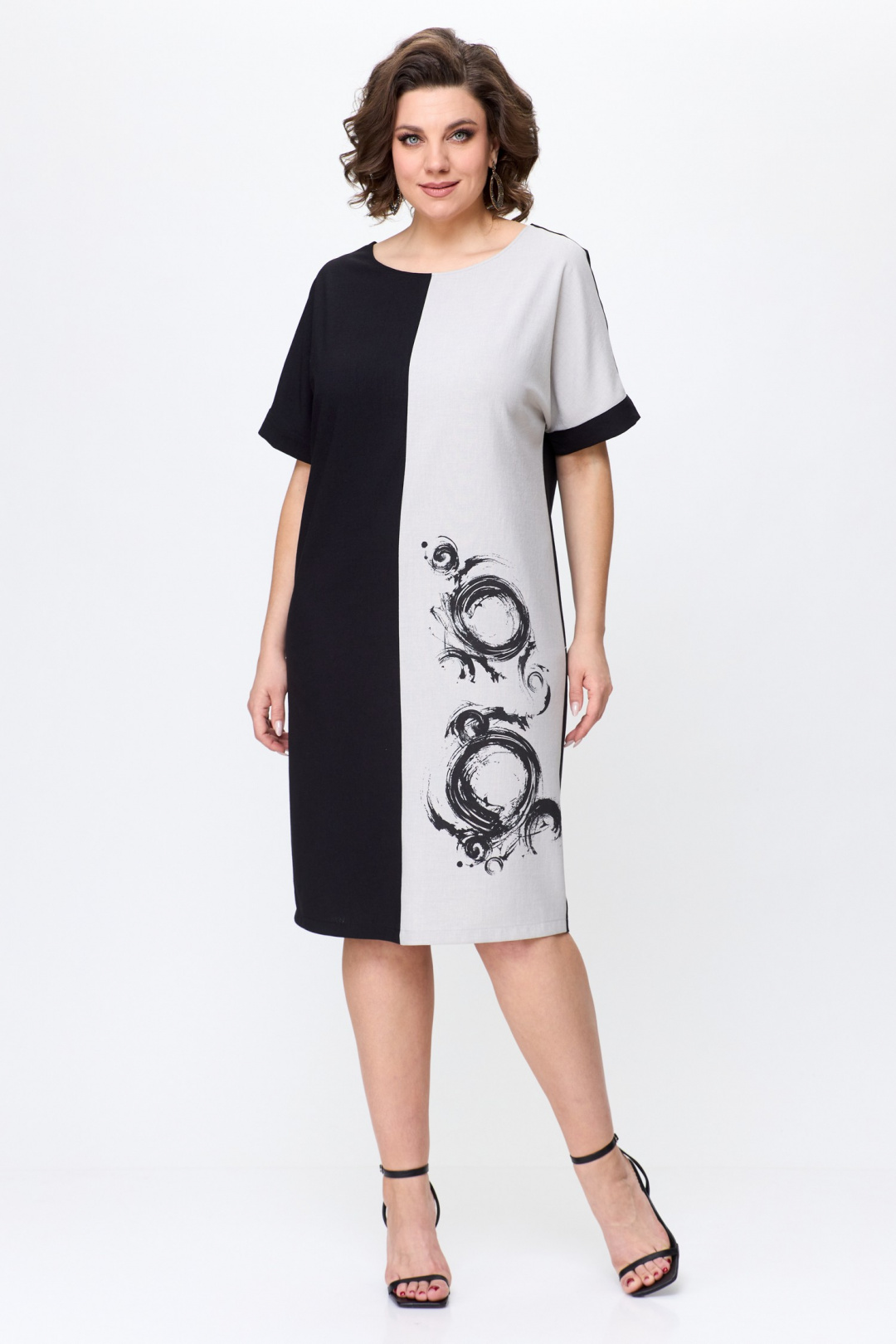 Платье ЛадисЛайн 1495 натуральный+черный