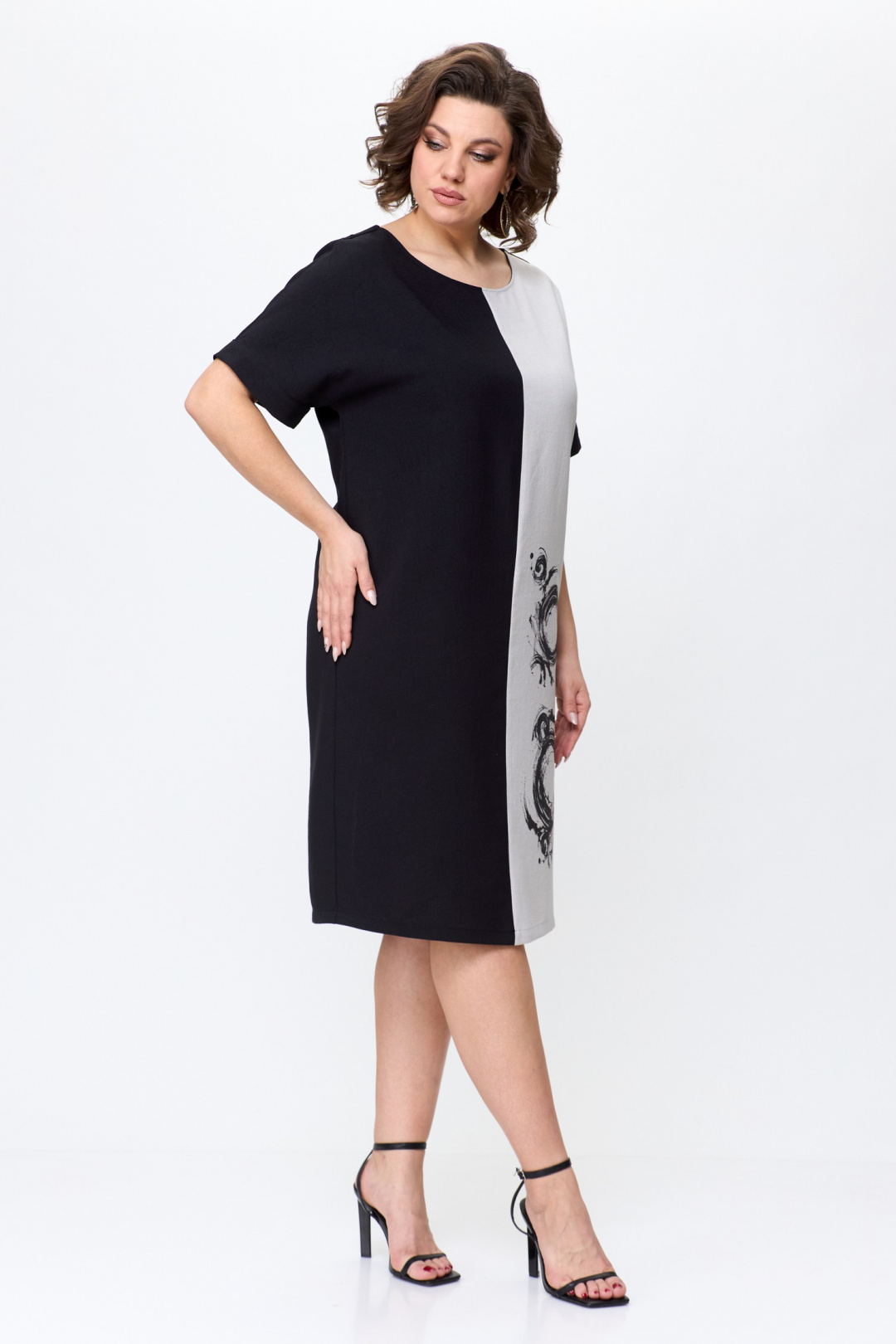 Платье ЛадисЛайн 1495 натуральный+черный
