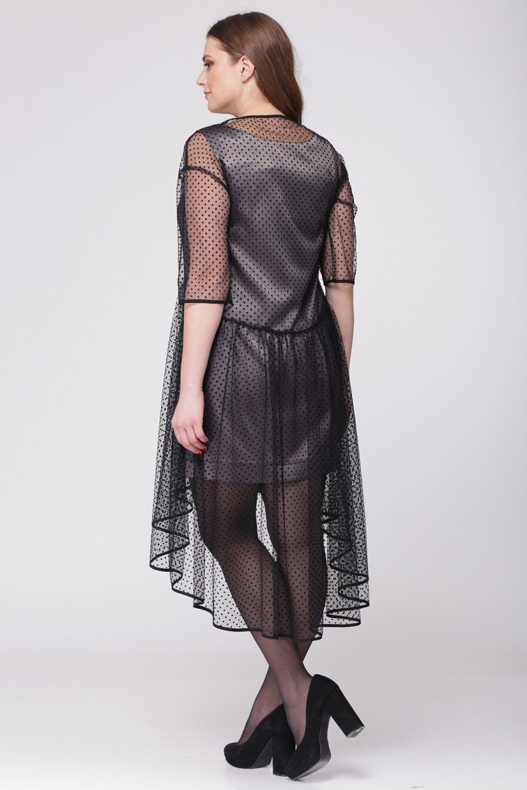 Платье ЛадисЛайн 897 чёрный+серый