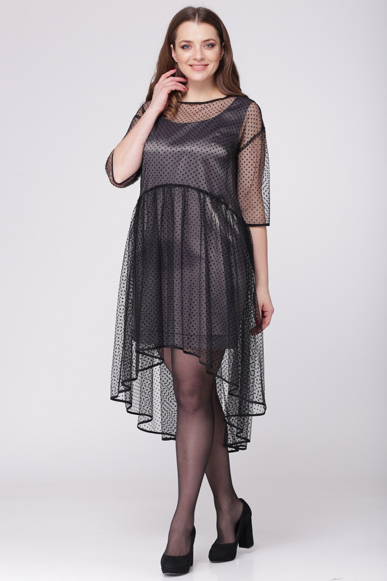 Платье ЛадисЛайн 897 чёрный+серый