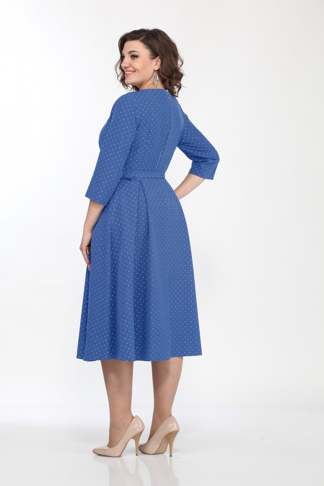 Платье LadyStyleClassic 1270 синий горошек