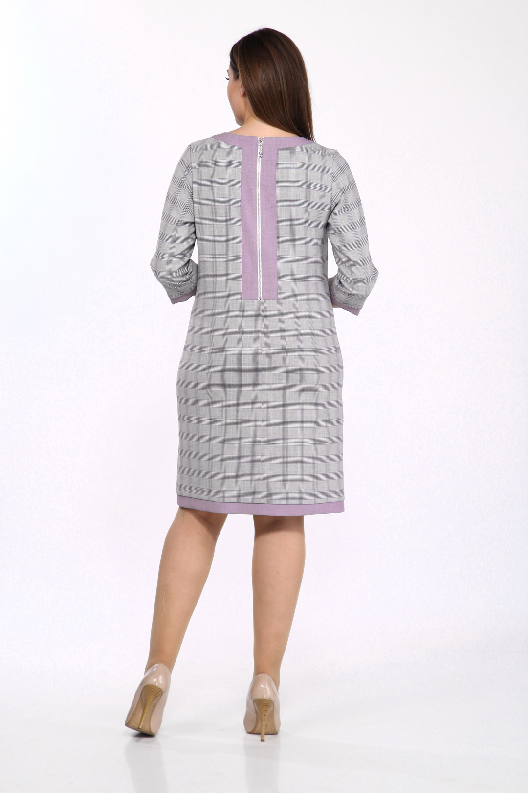 Платье LadyStyleClassic 1427/8 Серый с розовым