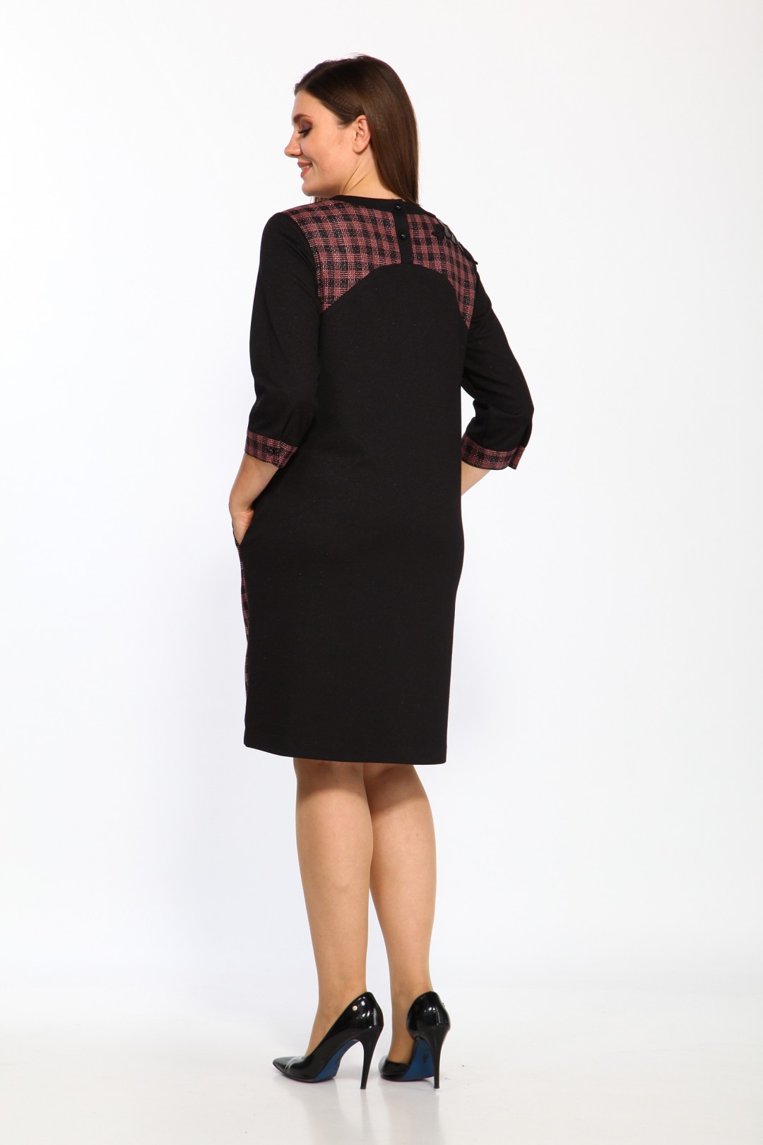Платье LadyStyleClassic 1488/1 черный с малиновым
