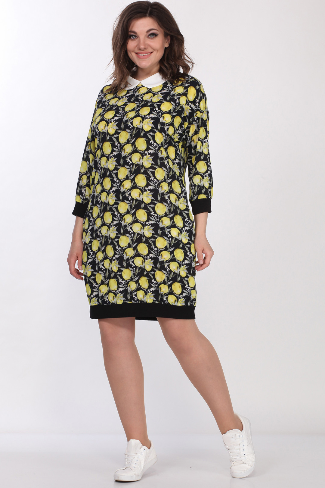 Платье LadyStyleClassic 1553/1 Черный с желтым Лимоны