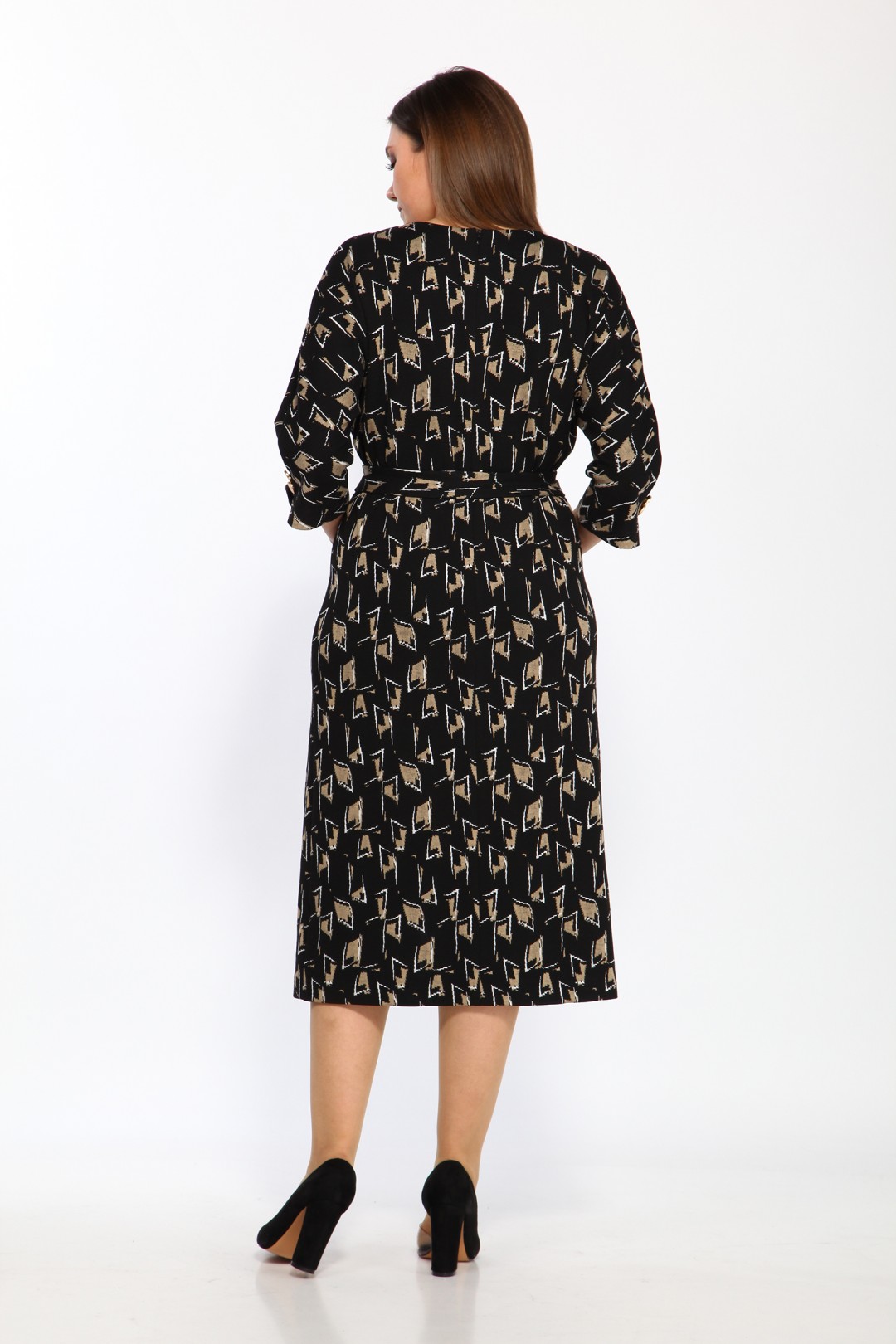 Платье LadyStyleClassic 2175/3 Черный с бежевым Принт
