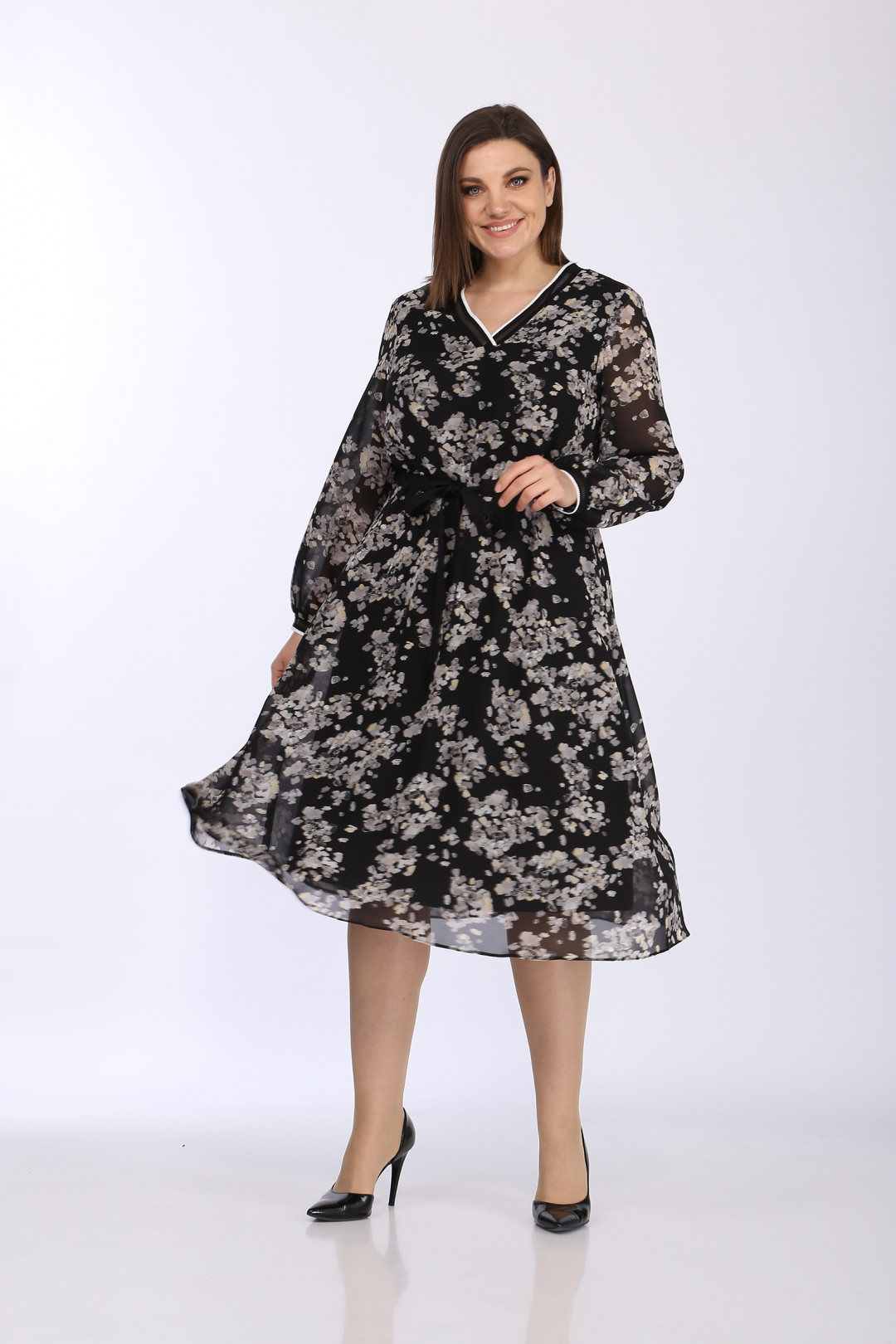 Платье LadyStyleClassic 2316/1 Черный с бежевым