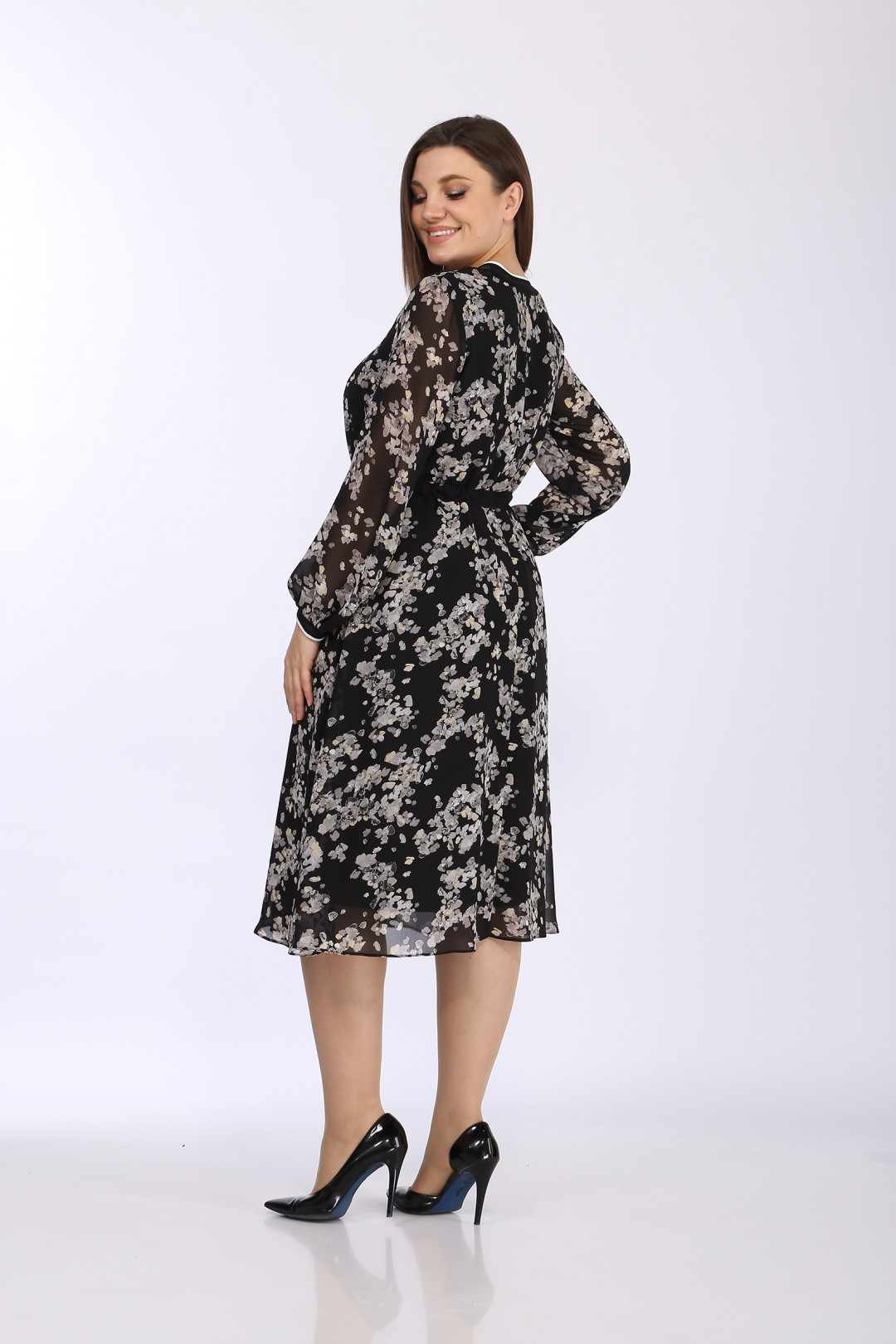 Платье LadyStyleClassic 2316/1 Черный с бежевым