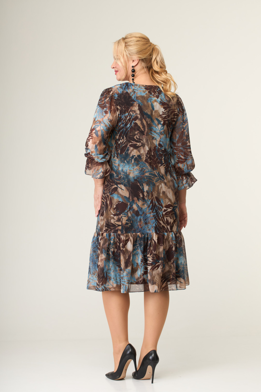 Платье ЛедиТриСтарс 2299 коричневый+ морская волна