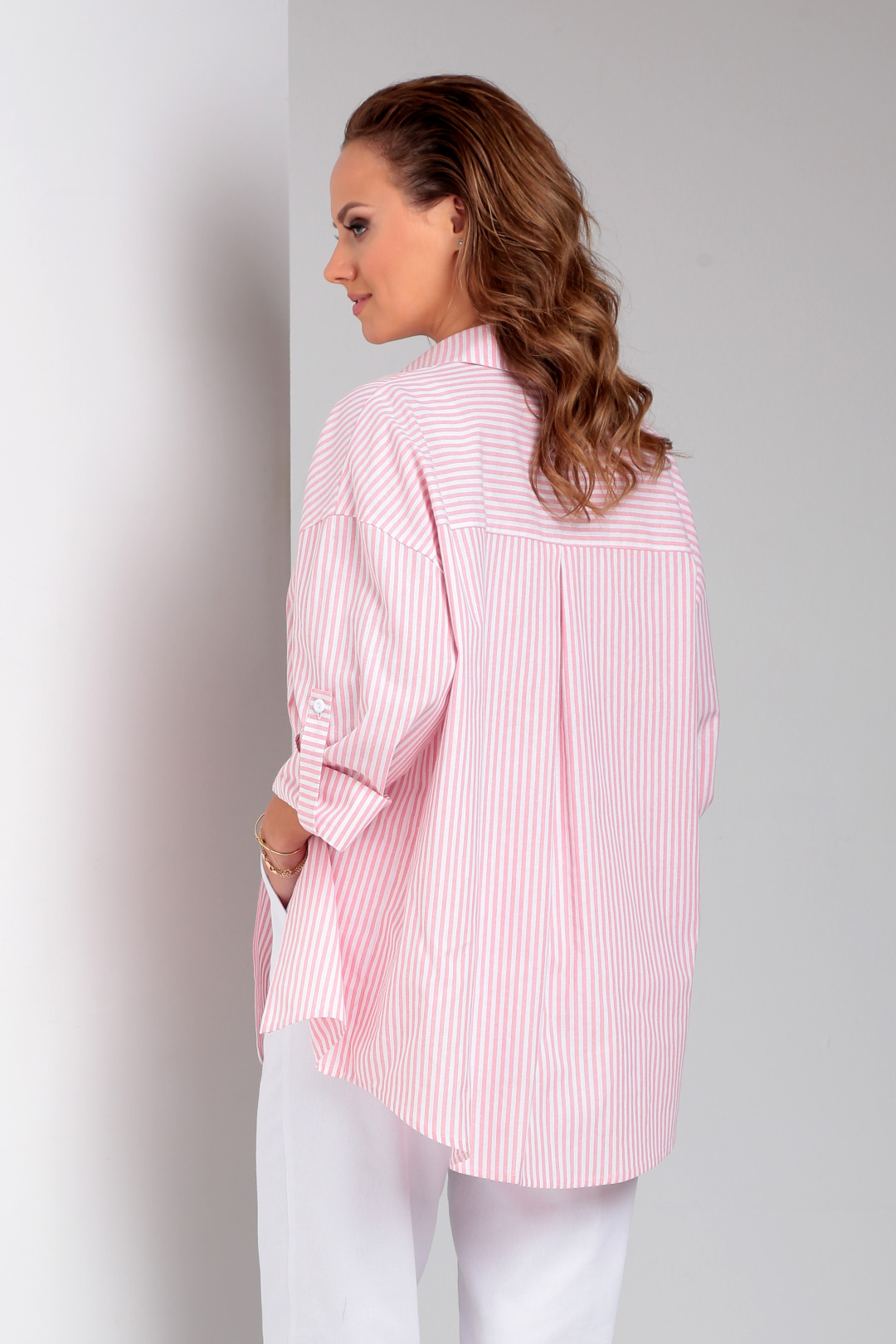 Рубашка Лиона-Стиль 897 розовая полоска