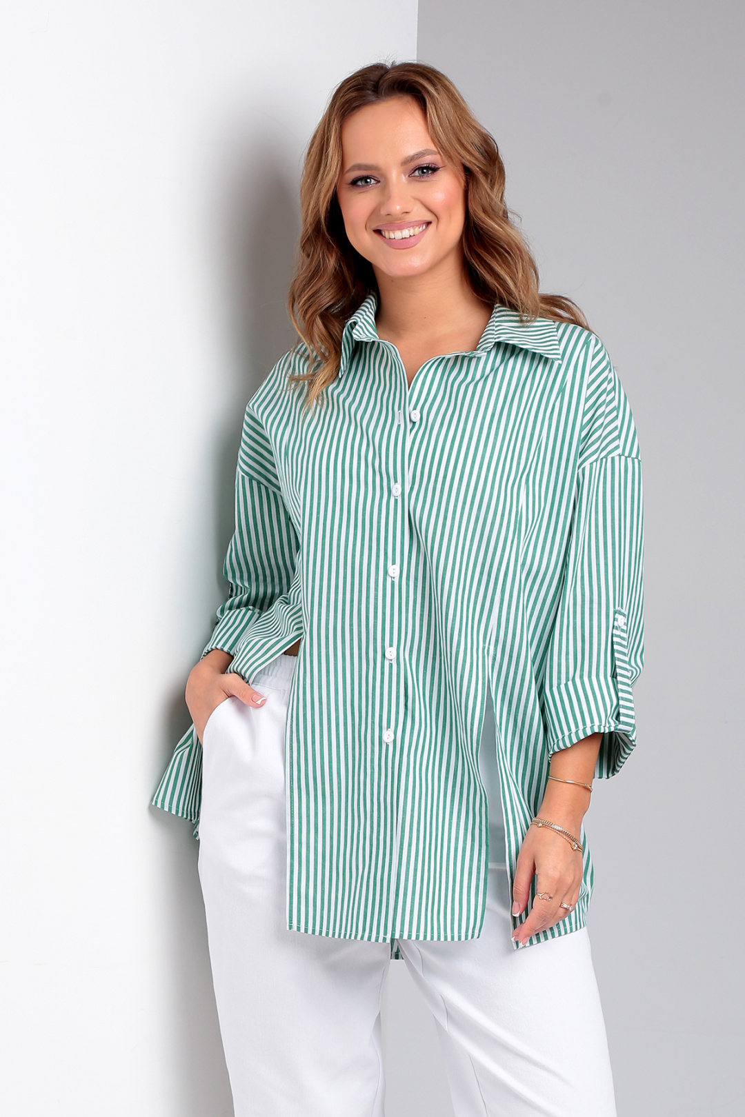 Рубашка Лиона-Стиль 897 зеленая