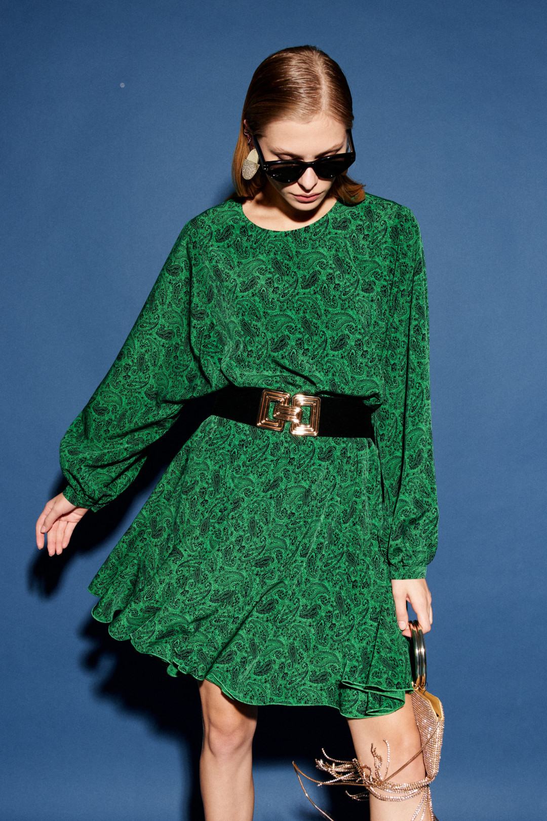 Платье Lokka 1080 зеленый, принт «турецкие огурцы»
