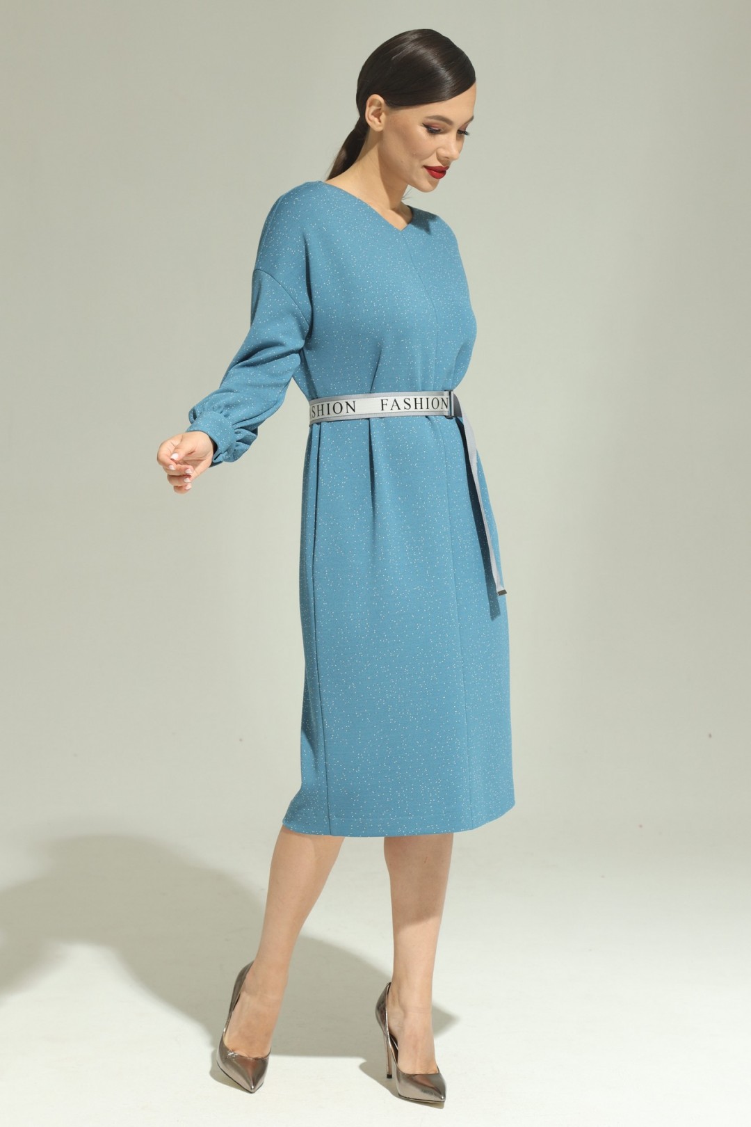 Платье Магия Моды 1979 голубой в белый крап