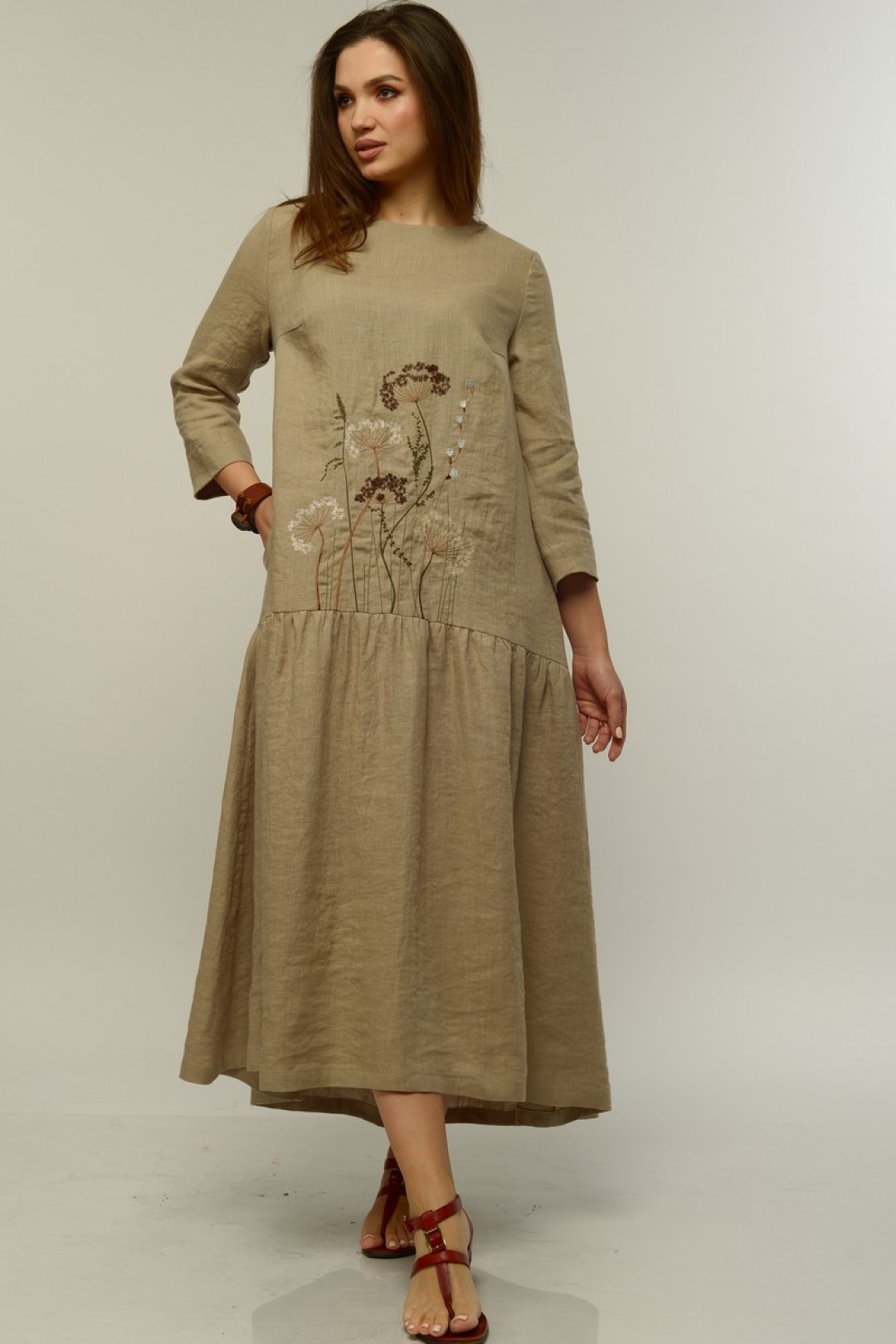 Платье MALI 421-015 серо-бежевый
