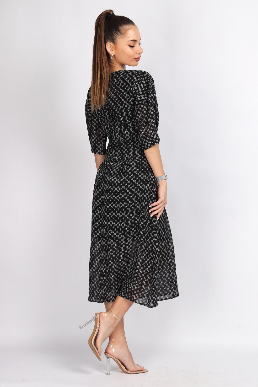 Платье МиА-Мода 1342-6 черно-белый принт