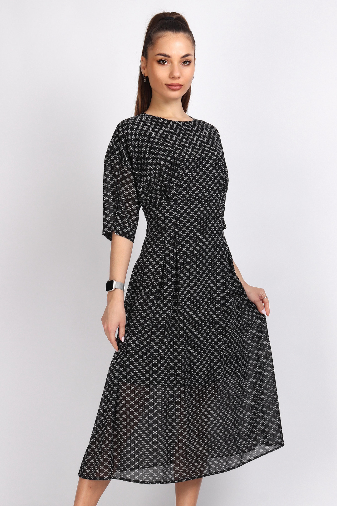 Платье МиА-Мода 1342-6 черно-белый принт