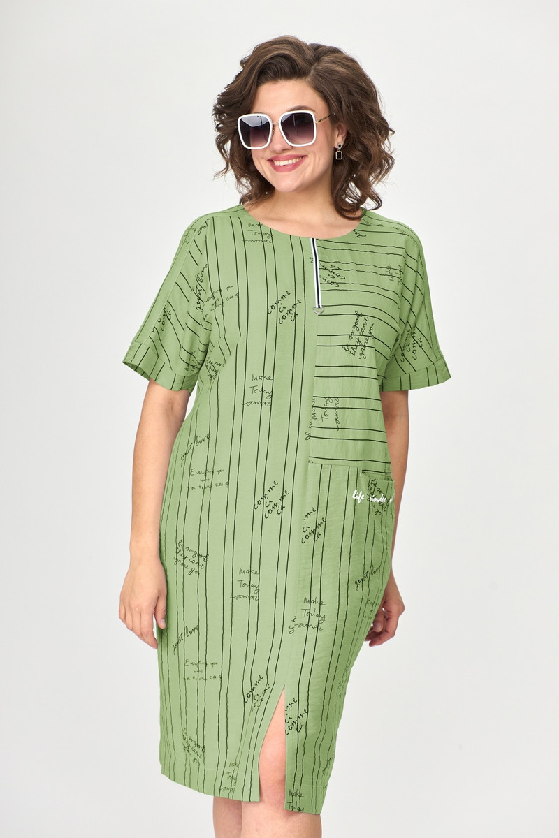 Платье Милора Стиль 1110 зеленое буквы