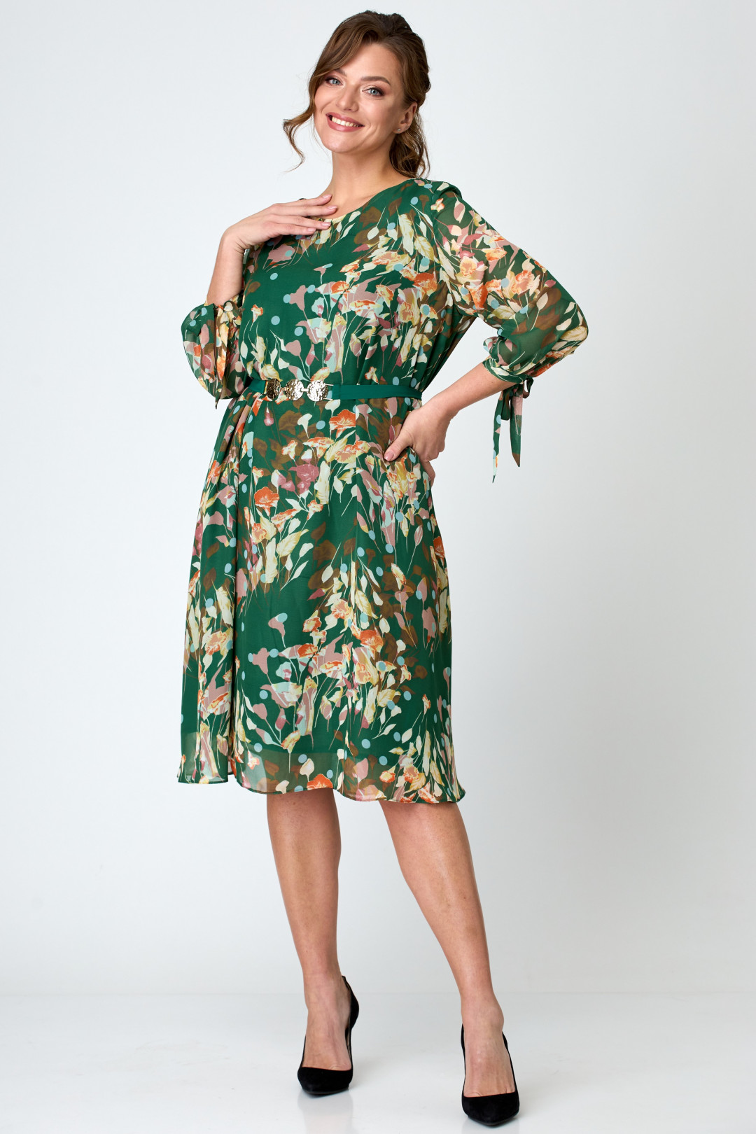 Платье Мишель Шик 2049 зеленый, цветы