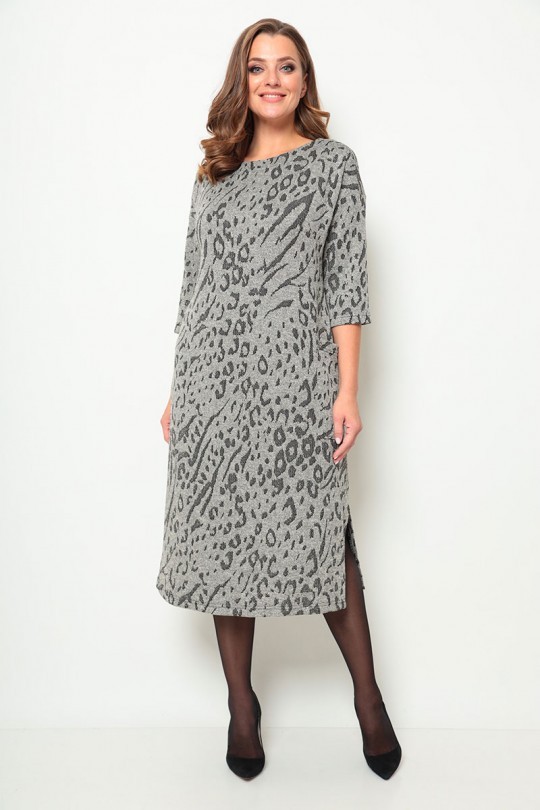 Платье Мишель Шик 2069 серый+ принт