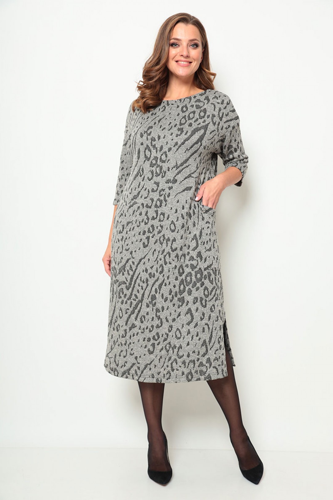 Платье Мишель Шик 2069 серый+ принт