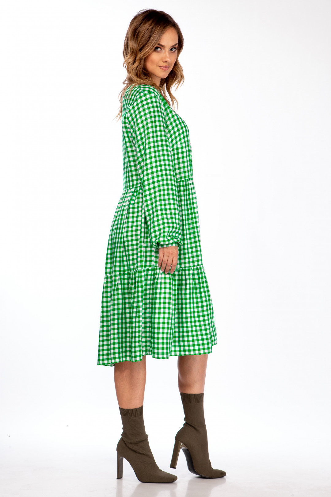 Платье Мишель Шик 2107 зеленый, клетка