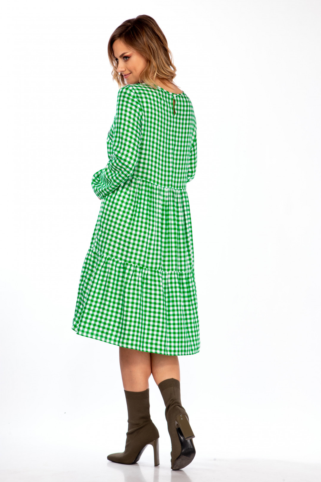 Платье Мишель Шик 2107 зеленый, клетка