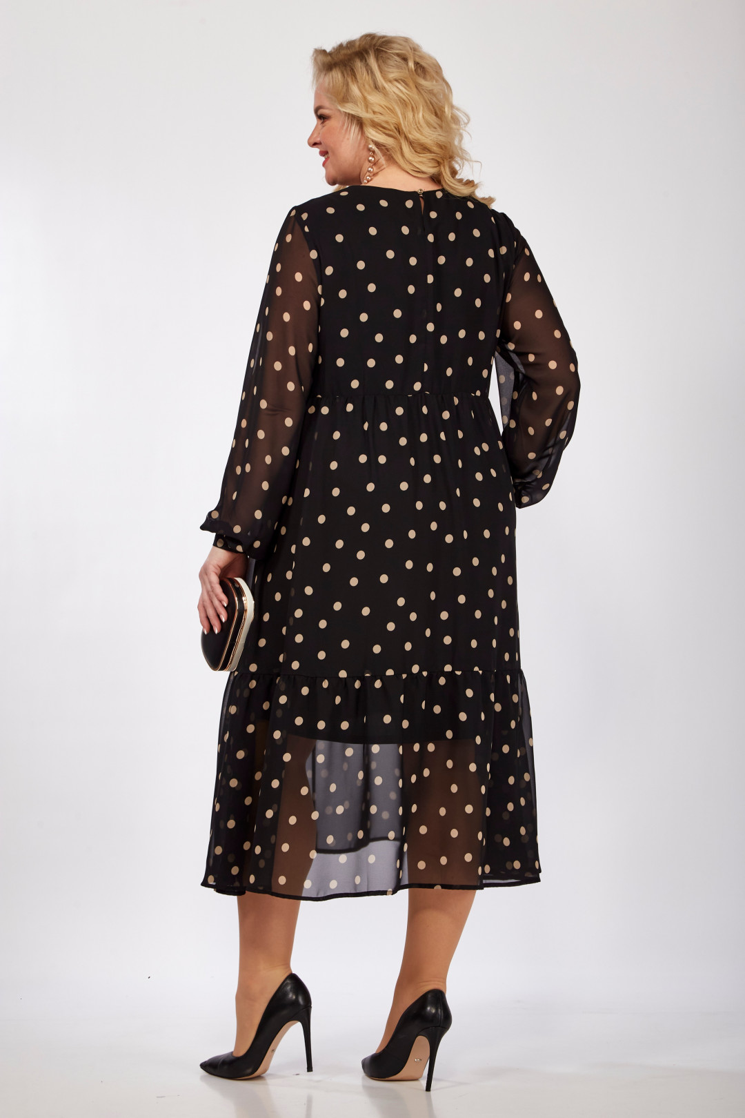 Платье Мишель Шик 2117 черный, бежевый горох