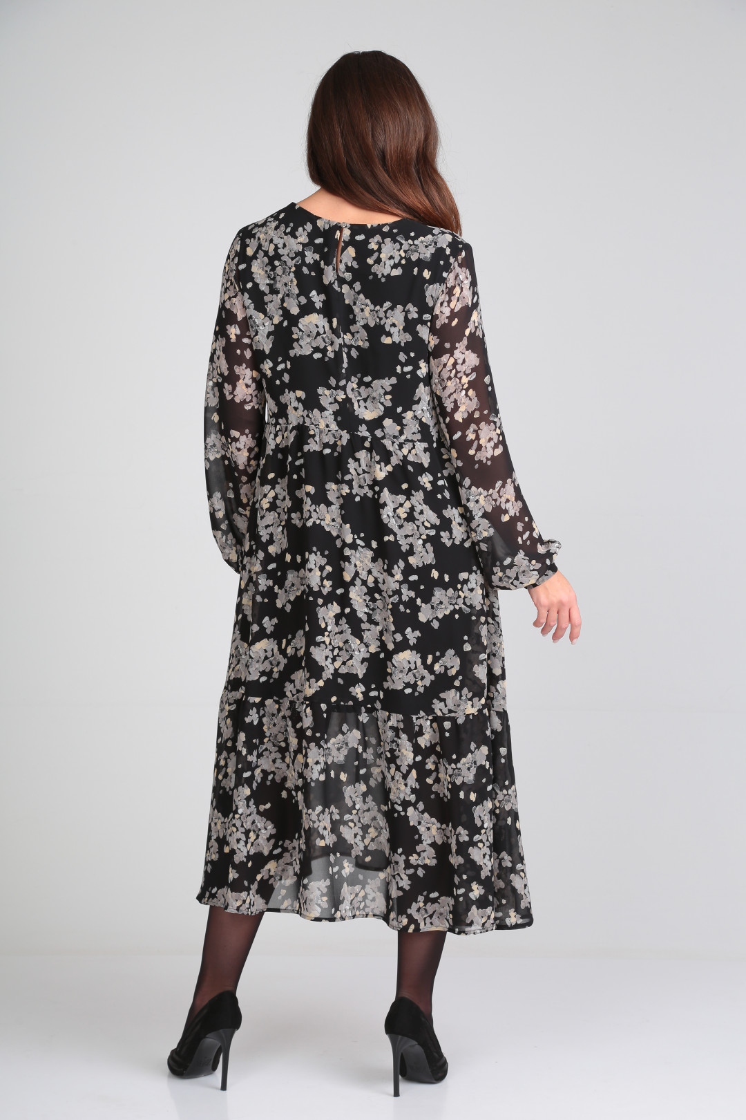 Платье Мишель Шик 2117 черный в цветочный​ принт​
