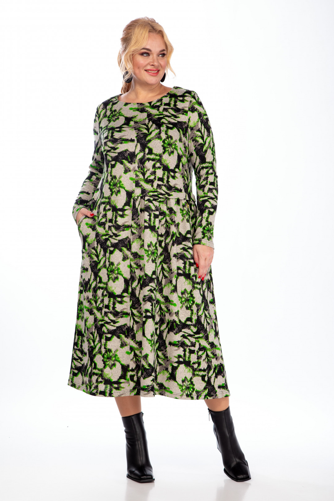 Платье Мишель Шик 943 зеленый, серый