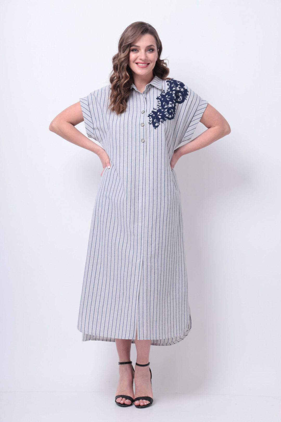 Платье Мишель Шик 993 полоска, синий, серый