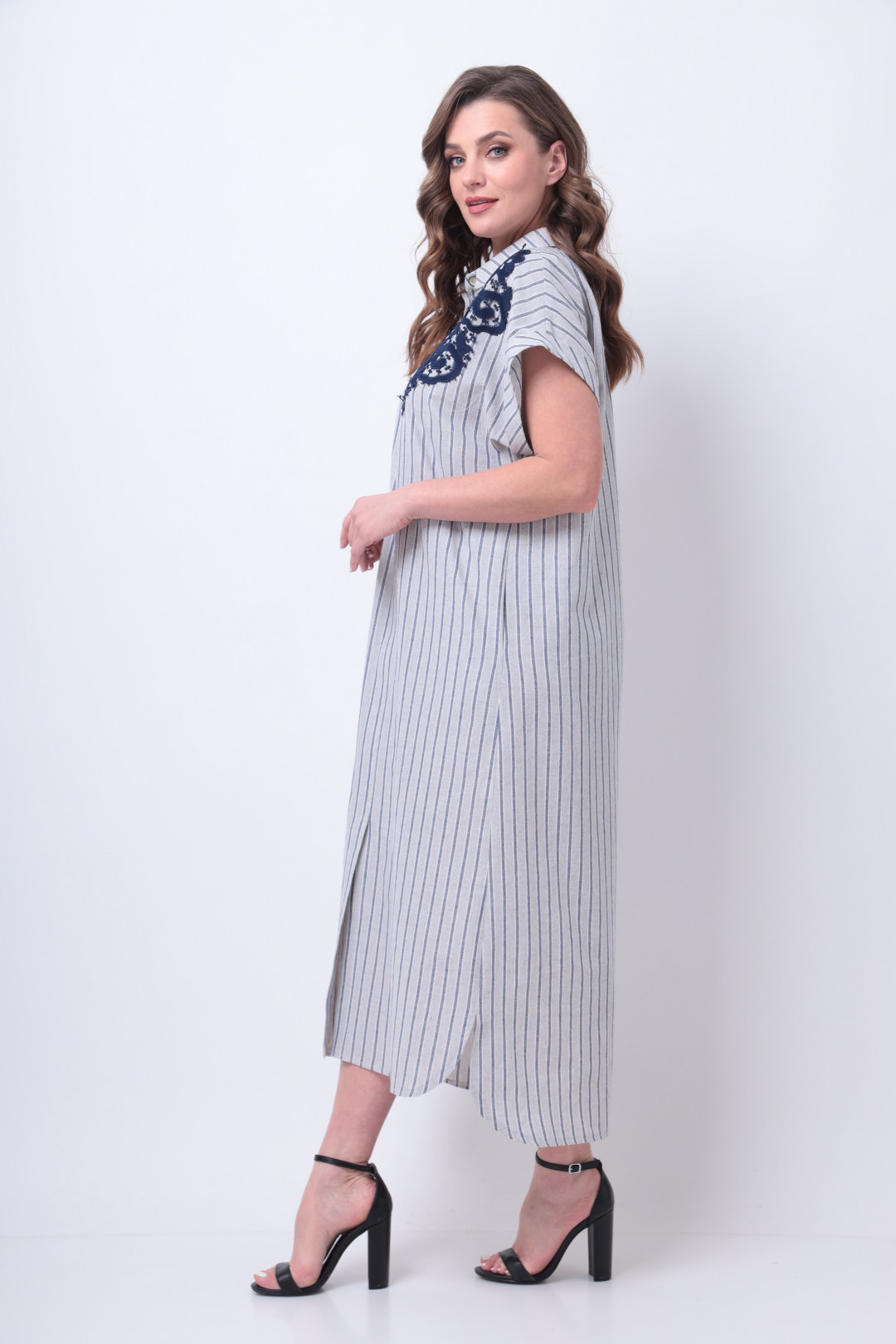Платье Мишель Шик 993 полоска, синий, серый