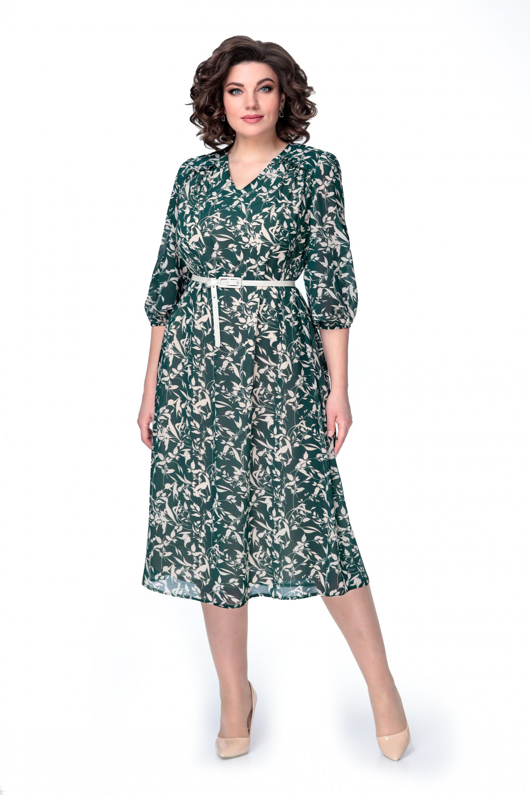 Платье МишельСтиль 1037/3 бежево-зеленый