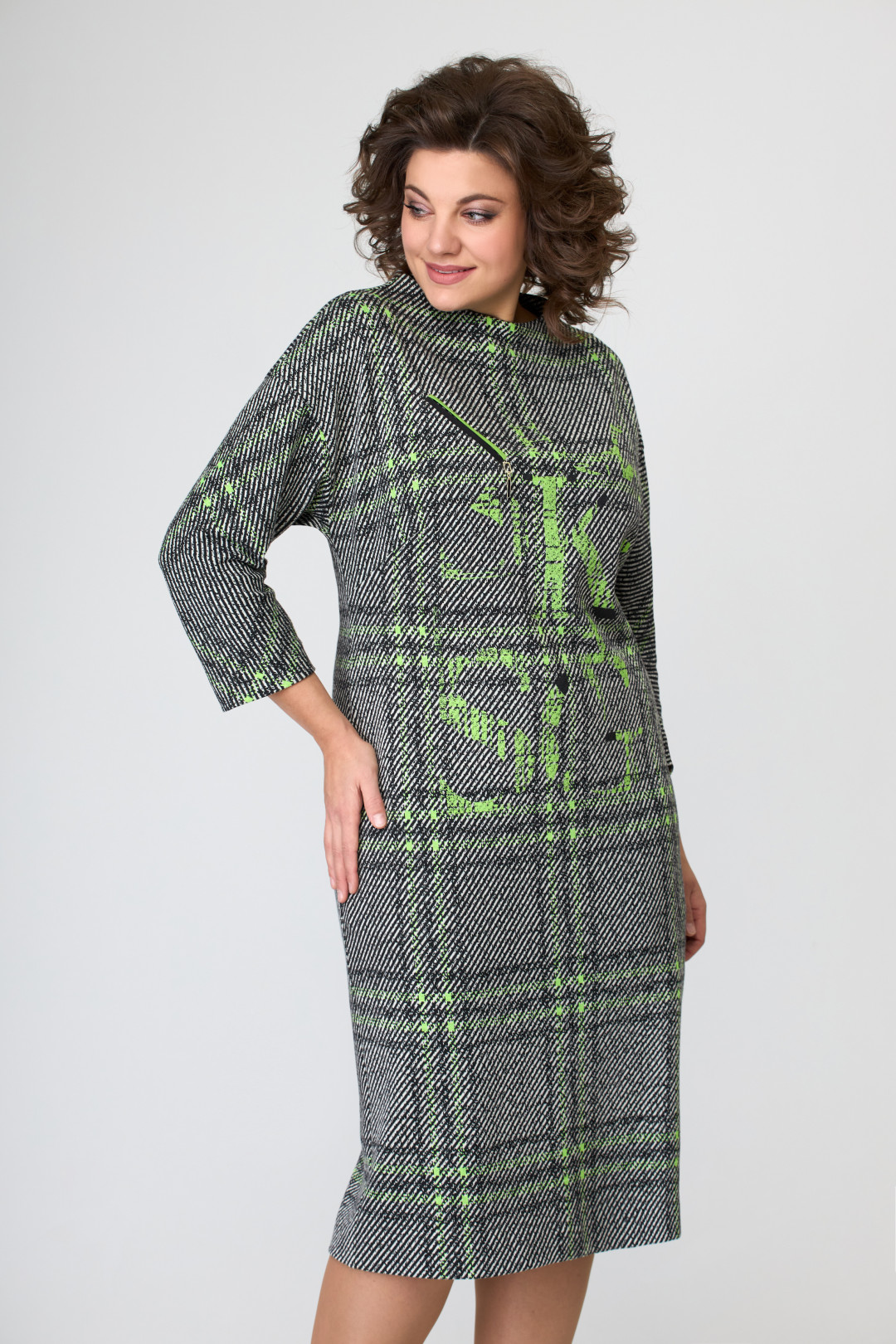 Платье МишельСтиль 1093 серо-зеленый