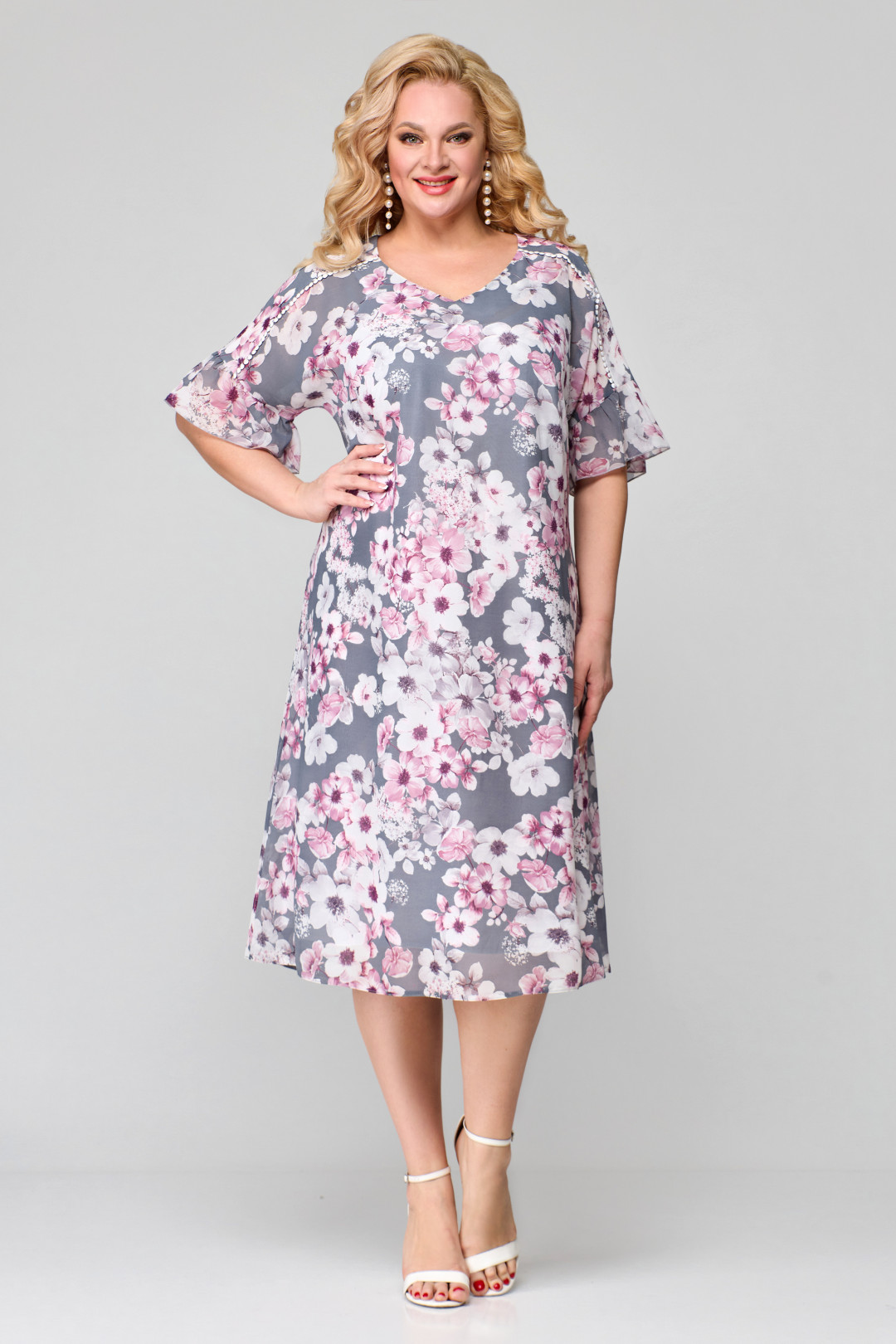 Платье МишельСтиль 1124 серо- розовый